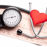 Blood pressure reader and a healthy red plush heart